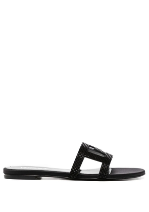 Versace Greca Maze crystal flat sandals - Black