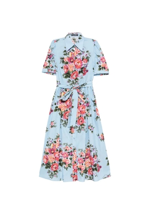 Dolce & Gabbana floral-print belted midi dress - Blue