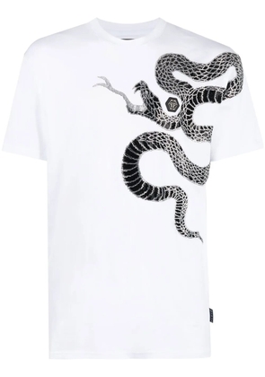 Philipp Plein embellished snake-print T-shirt - White