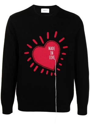 Ports V heart-print wool sweater - Black