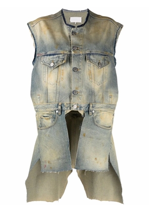 Maison Margiela Derelict asymmetric denim gilet - Green