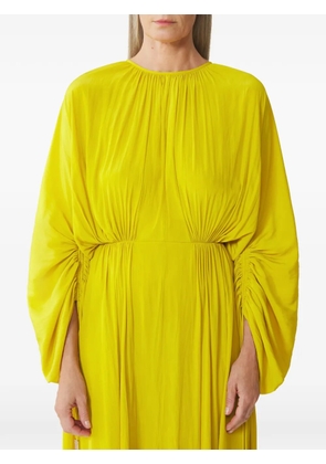 Lanvin gathered-detail crew-neck midi dress - Yellow