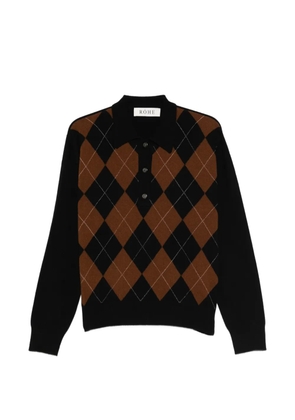 Róhe argyle-knit polo top - Black