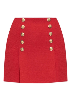 Balmain button-detail virgin wool mini skirt - Red
