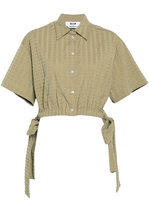 MSGM seersucker cropped shirt - Green