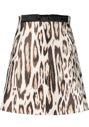 Giambattista Valli bow-detail animal-print skirt - Neutrals