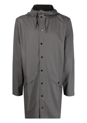 Rains hooded stud-fastening raincoat - Grey