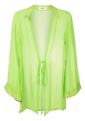 Amir Slama tie-front silk beach cover-up - Green