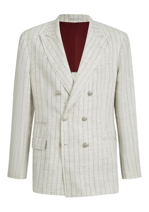 Brunello Cucinelli stripe metal-button blazer - Neutrals