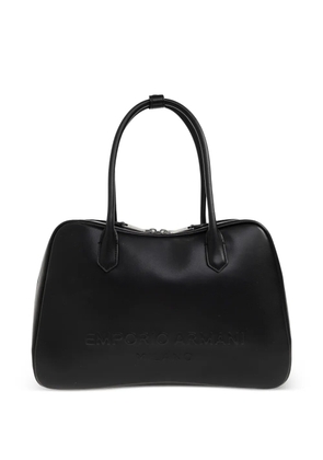 Emporio Armani top-handle embossed tote bag - Black