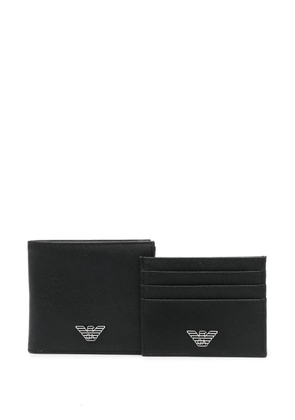 Emporio Armani logo-plaque wallet set - Black