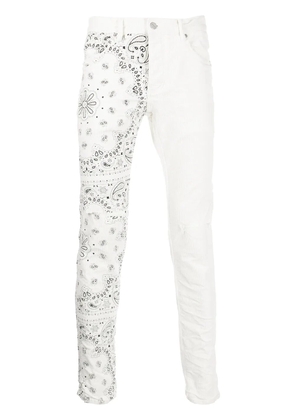 Purple Brand bandana-print skinny corduroy trousers - White