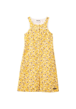 Miu Miu flower-print buttoned poplin midi dress - Yellow