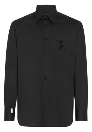 Billionaire logo-embroidery cotton shirt - Black