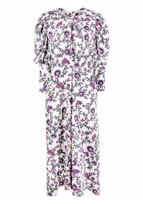 ISABEL MARANT floral-print silk midi dress - White