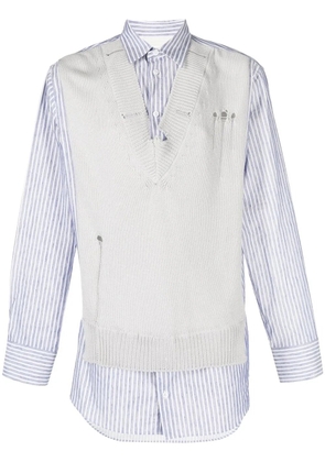 Maison Margiela destroyed spliced knit shirt - Grey