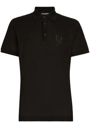 Dolce & Gabbana logo-embroidered jersey polo shirt - Black