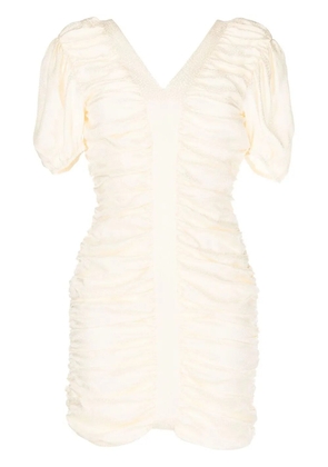 pushBUTTON ruched mini dress - White