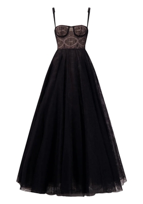 Giambattista Valli flared Chantilly-lace gown - Black