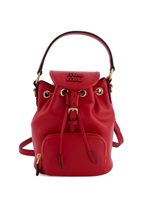 Miu Miu logo-detail leather bucket bag - Red