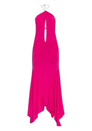 The Attico halterneck chain-link detail maxi dress - Pink