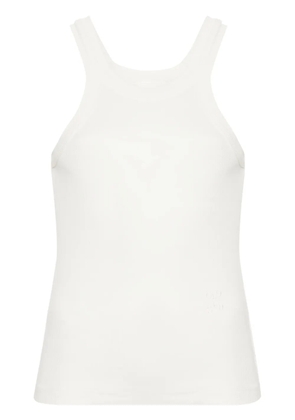 Closed logo-embroidered ribbed tank top - Neutrals