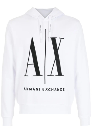 Armani Exchange AX embroidered logo hoodie - White