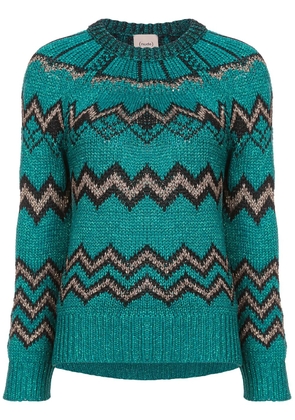 Nude metallic zig zag jumper - Green