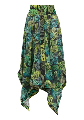 Amir Slama tropical print asymmetric skirt - Green