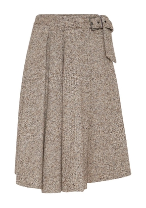 Brunello Cucinelli belted pleated skirt - Brown
