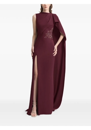 Gemy Maalouf draped beaded crepe maxi dress - Red
