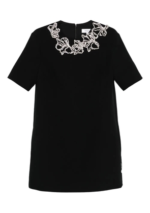 Safiyaa embellished short-sleeved mini day dress - Black