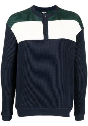 Giorgio Armani ribbed-knit polo jumper - Blue