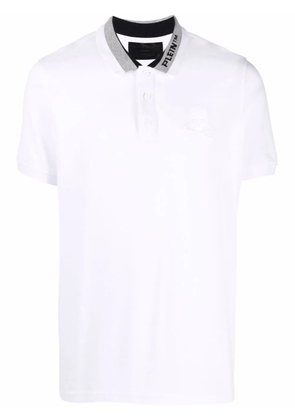 Philipp Plein logo embroidered polo shirt - White
