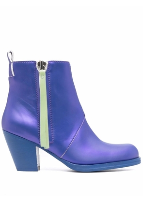 Honey Fucking Dijon zip-up heeled leather boots - Blue