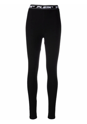 Philipp Plein logo-waistband leggings - Black