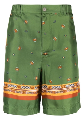 Nick Fouquet graphic-print silk shorts - Green