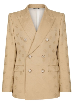 Dolce & Gabbana jacquard logo motif blazer - Neutrals