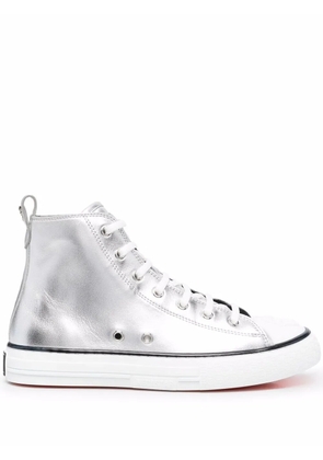 Philipp Plein metallic-finish high-top sneakers - Silver