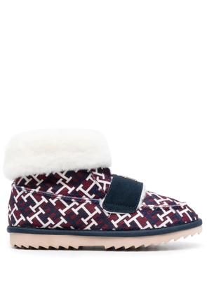 Tommy Hilfiger monogram fleece-trim slippers - Red