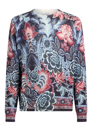 ETRO floral-print crew-neck sweater - Blue
