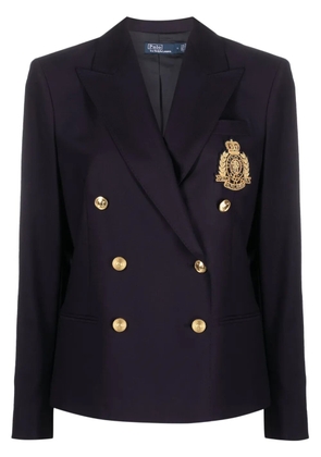 Polo Ralph Lauren crest-embroidered double-breasted blazer - Blue