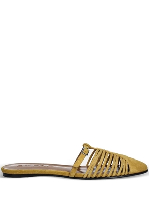 BY FAR Osip Cumin Kid caged buckle slides - Yellow