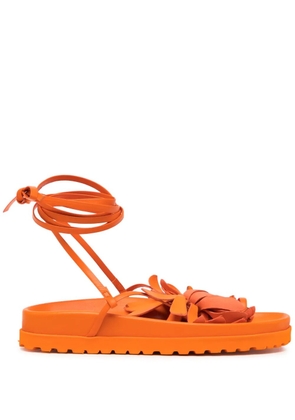 Silvia Tcherassi Idania floral-appliqué leather sandals - Orange