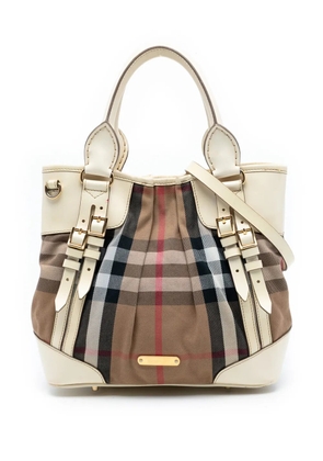 Burberry Pre-Owned 2000-2017 House Check Canvas and Leather Bridle Whipstitch satchel - Brown