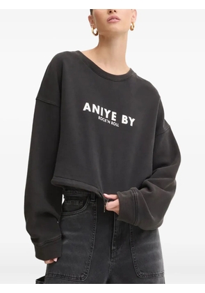 Aniye By logo-print cropped sweatshirt - Black