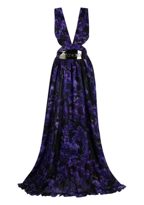Philipp Plein floral-print chiffon maxi dress - Black
