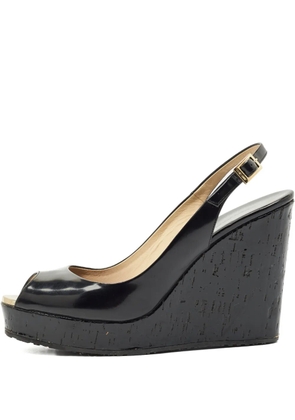 Jimmy Choo Pre-Owned platform slingback leather sandal - Black