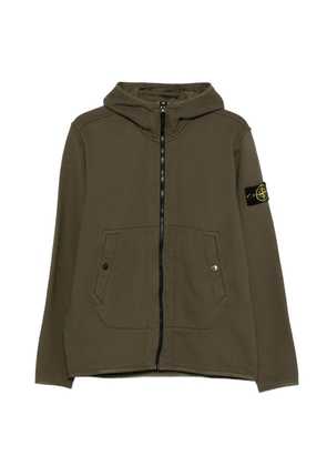 Stone Island long-sleeve logo-patch hoodie - Green