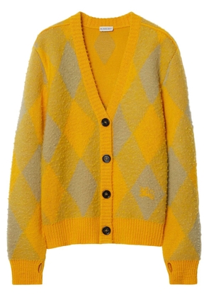 Burberry Argyle patterned-jacquard wool cardigan - Orange